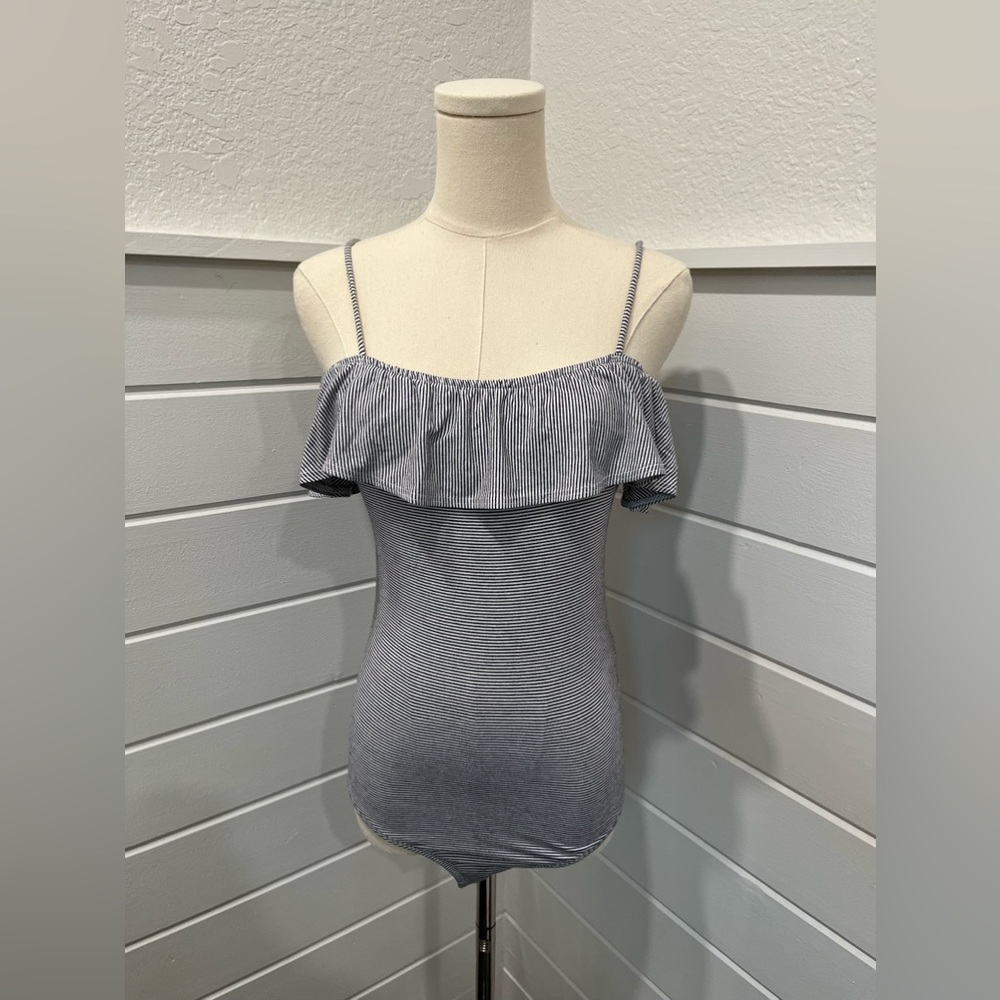 TopShop stripped ruffle bodysuit. Size 8